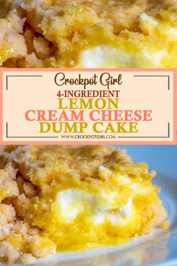 4-Ingredient Lemon Cream Cheese Dump Cake - Crockpot Girl