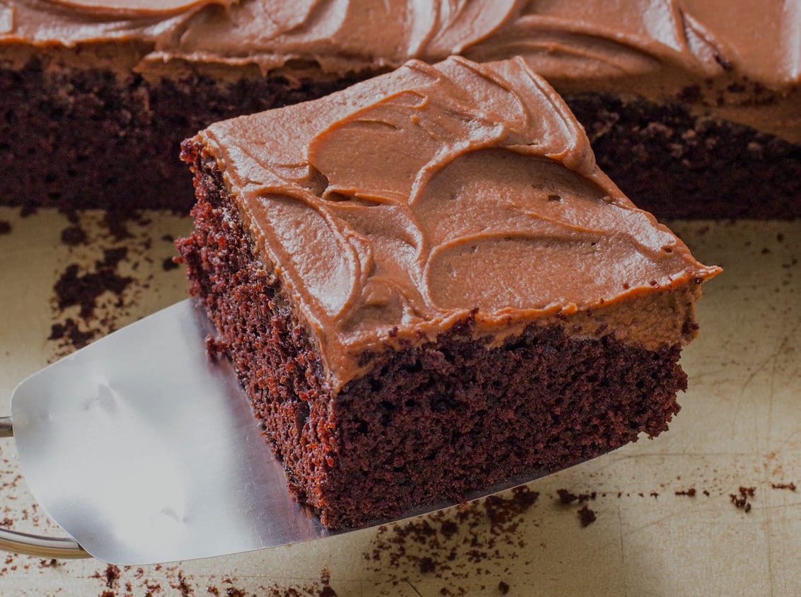 Dark Chocolate Sheet Cake with Dark Chocolate Frosting