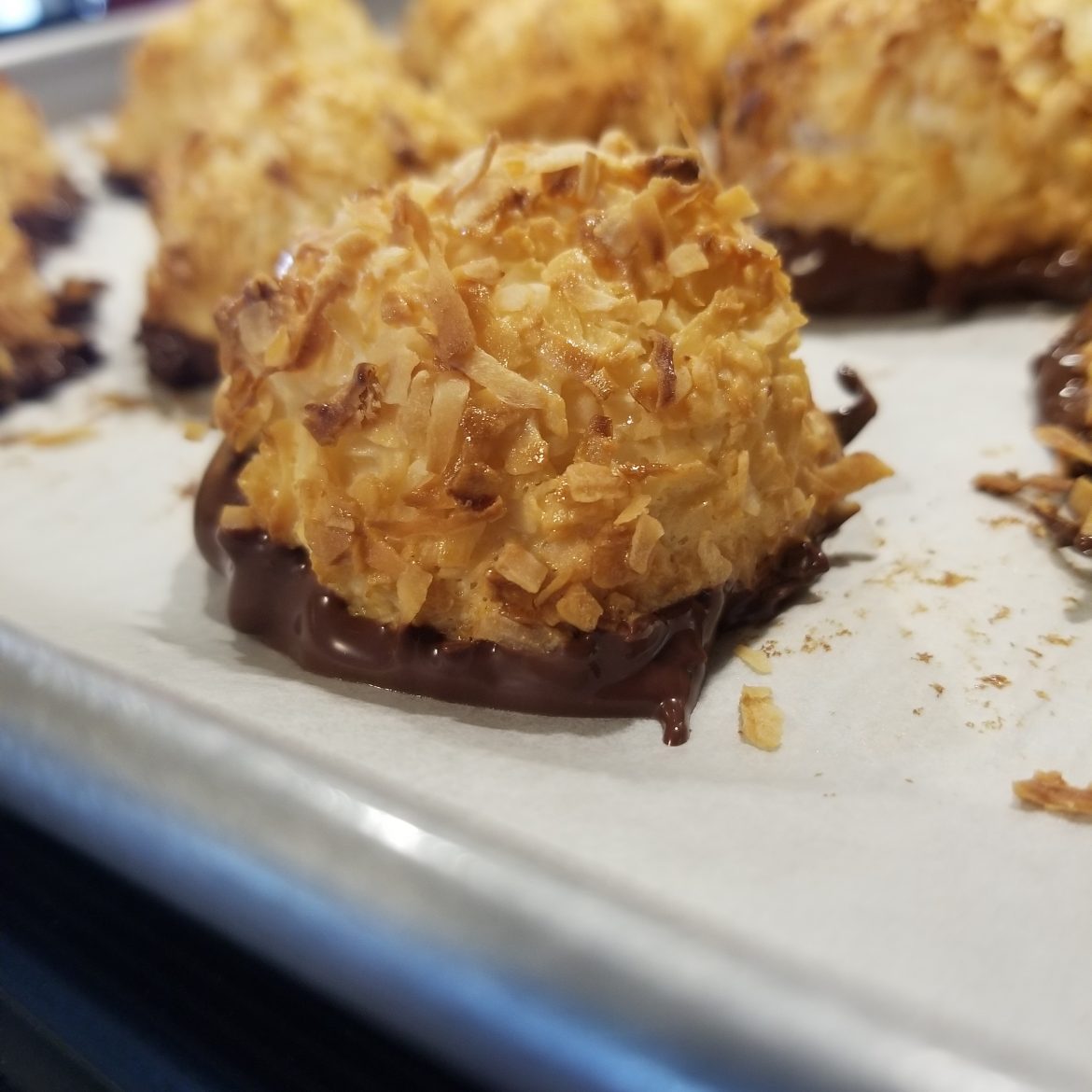 Chocolate-Dipped Coconut Macaroons