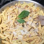 PENNE ALFREDO WITH BACON AND SUN DRIED TOMATO