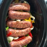 SLOW COOKER SAUSAGES WITH PEPPERS AND ONIONS